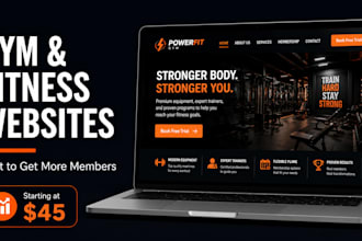 design a professional website for gyms, fitness studios