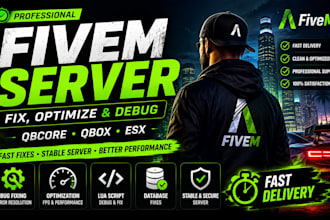 fix, optimize, debug your fivem qbcore qbox or esx server