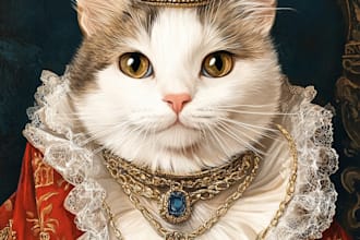 draw custom pet portrait, dog portrait, cat portrait