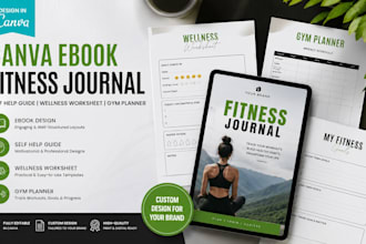 do canva ebook fitness journal, self help guide, wellness worksheet, gym planner