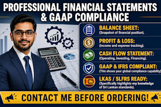 prepare financial statements,balance sheet,profit and loss and cash flow