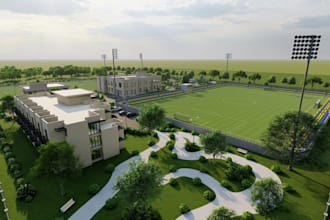render 3d sport complex design, indoor sport facility, 3d pickle court design