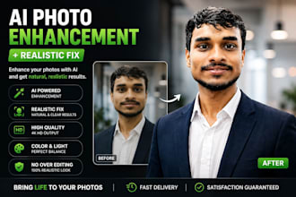 ai photo enhancement, realistic face fix , image sharpening
