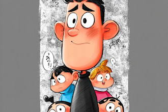 draw custom cartoon character illustration , cartoon drawing
