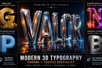 design modern 3d typography and custom book title effects