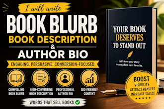 write book blurb, amazon kdp book description, author bio and kindle content