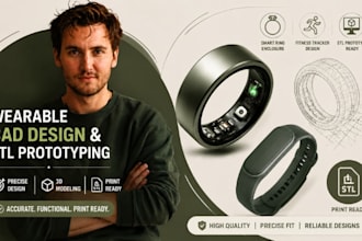 wearable jewelry cad, smart ring enclosure, fitness tracker stl prototype expert