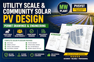 utility scale community solar pv design permit drawings mw plant pvsyst ahj