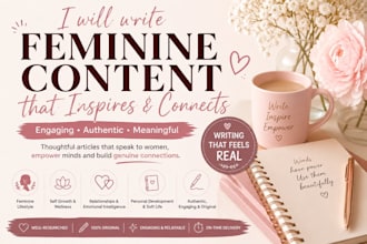 write engaging feminine lifestyle and self growth articles