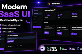 build modern saas website, dashboard UI, and ai web app design