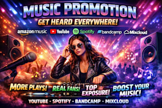 promote your amazon music youtube spotify bandcamp mixcloud music promotion