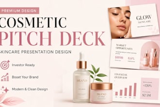 cosmetic product investor pitch deck, skincare presentation design