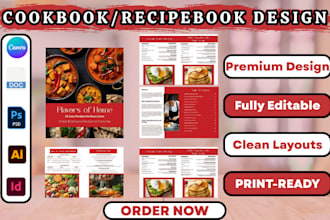 do cookbook design, recipe book formatting, and KDP layout