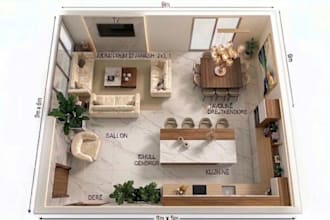 desing modern interior spaces in 2d and 3d