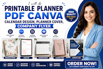 do printable planner pdf canva calendar design planner cover company flyer