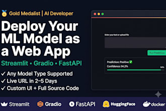 deploy your machine learning model as a streamlit, gradio or fastapi web app