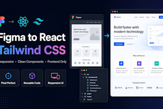 convert figma to react tailwind css frontend page