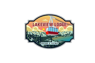 make lake lodge logo with a view serving great beer