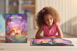design magical children book illustration
