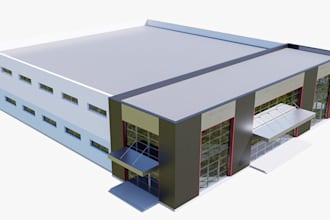 design an attractive 3d warehouse models, industry building