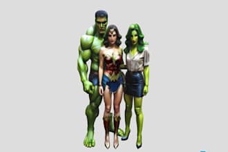 create custom superhero action figure and packaging