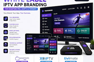 customise premium white label iptv app branding for smarters pro xciptv tivimate