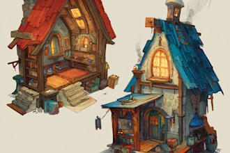 illustrate 2d environment concept art and backgrounds