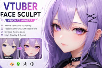 vtuber face sculpt, anime injection sculpting, vrchat avatar