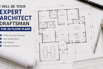 be your expert architect draftsman for 2d floor plans