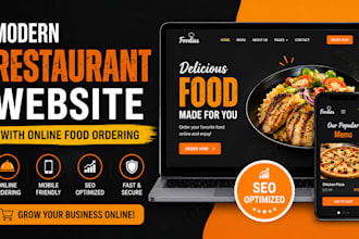 design modern food website restaurant website with online food ordering and SEO