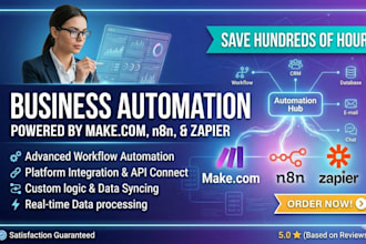 build your business automation workflow using make com, n8n, or zapier