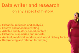 research and write on any aspect of history