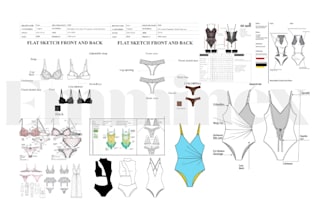 create swimwear tech pack, bikini tech pack, sleepwear tech pack and lingerie