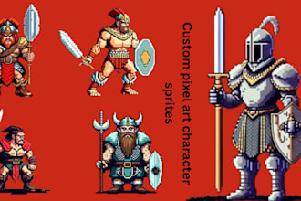 create custom retro pixel art rpg character sprites rpg game art sprite sheets