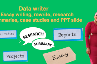do urgent essay writing, rewrite, research summaries, case studies and PPT slide