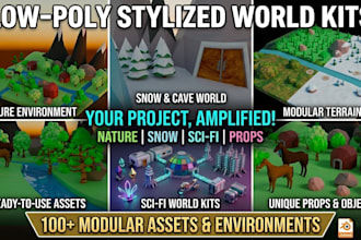 create stylized low poly 3d world environment for you