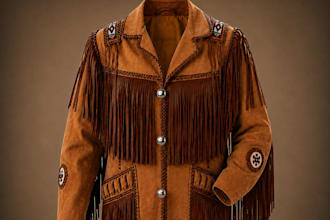 handcrafted western fringe suede jacket premium  style