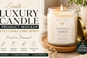 create luxury candle product mockup etsy candle label design print on demand