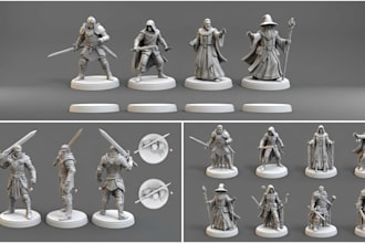 sculpt custom dnd character miniatures stl file, 3d game model for 3d printing