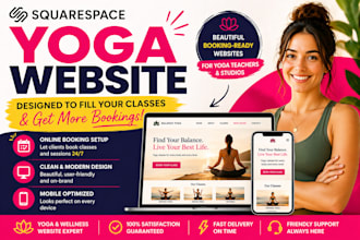 build squarespace website, design squarespace yoga website with online booking