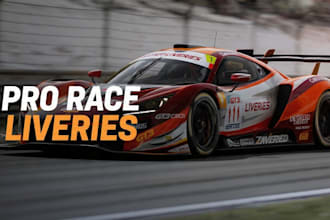 create assetto corsa gt3, f1, and race car liveries professionally