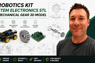 robotics kit cad, stem electronics stl, mechanical gear 3d model