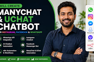 create manychat uchat chatbot for instagram facebook whatsapp