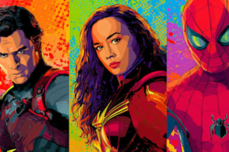 illustrate a superhero pop art portraits