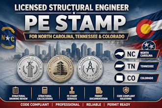 licensed structural engineer, pe stamp for north carolina, tennessee, colorado