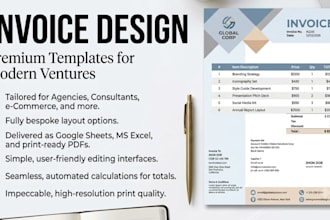 design a professional invoice letterhead and business stationery