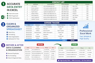 do accurate excel data entry and spreadsheet work