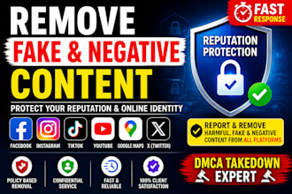 report remove fake negative facebook tiktok instagram google maps youtube x dmca