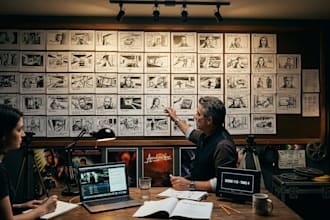 create cinematic storyboard illustration for films and movies