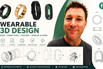 wearable jewelry cad, smart ring enclosure stl, fitness tracker 3d model